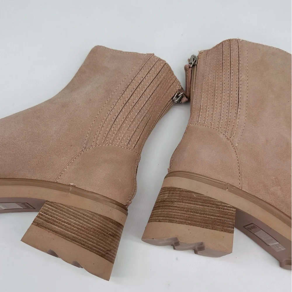 Dolce Vita Tan Suede Block Heel Ankle Boots
